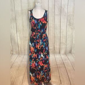 CALVIN KLEIN black multicolor maxi dress. Size 6